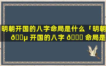 明朝开国的八字命局是什么「明朝 🌵 开国的八字 🕊 命局是什么样的」